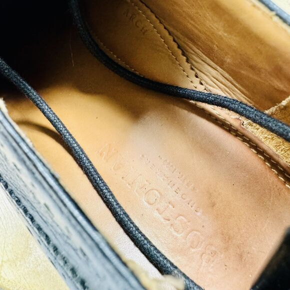 Bostonian NO16 Longwing Mens Dress Oxford Black Leather US Size 9 Shoes Wing Tip - Picture 6 of 7